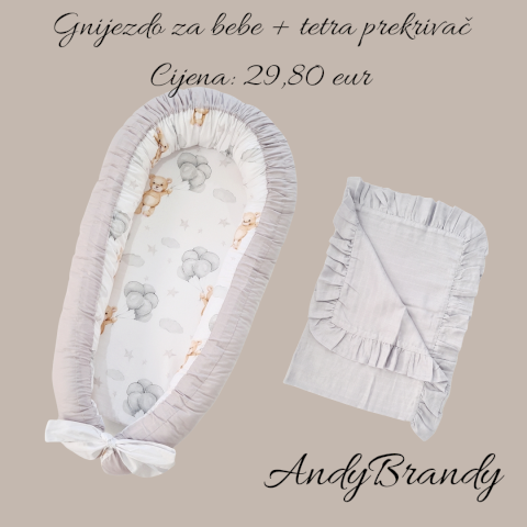 Gnijezdo za bebe + tetra prekrivač volani