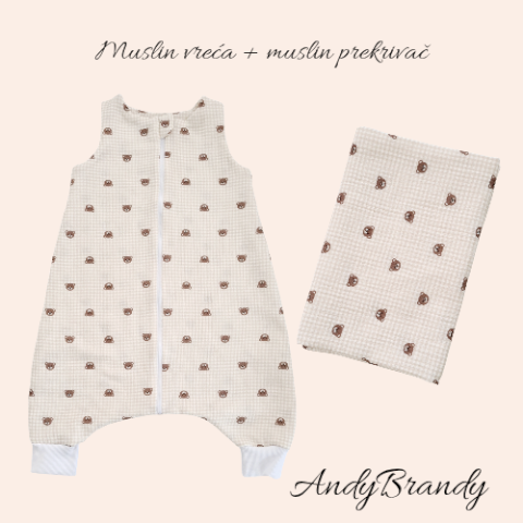 Vreća za spavanje MUSLIN 0.5 TOG + muslin prekrivač